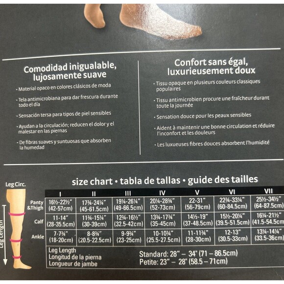 Mediven Comfort Black Pantyhose Closed Toe Compression Stockings 15-20 Size 3 - Picture 5 of 8